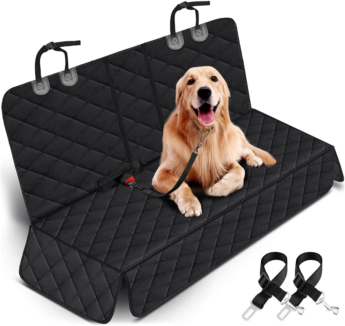 Back Seat Cover for Dogs, Waterproof, Non-Slip Reat Seat Cover Fits Middle Armrest for Most Cars Trucks Suvs - Black