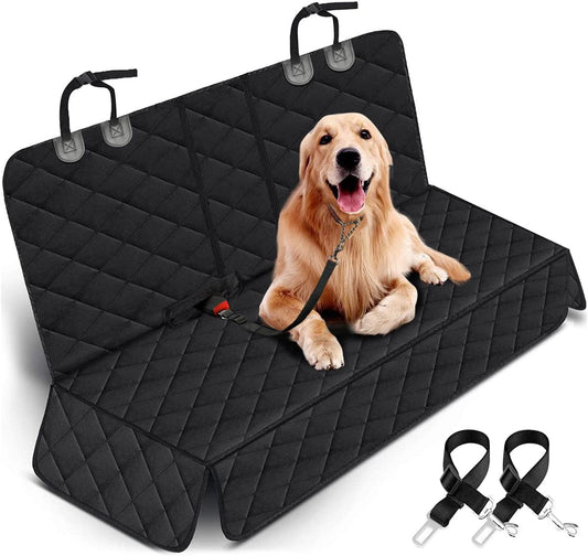 Back Seat Cover for Dogs, Waterproof, Non-Slip Reat Seat Cover Fits Middle Armrest for Most Cars Trucks Suvs - Black